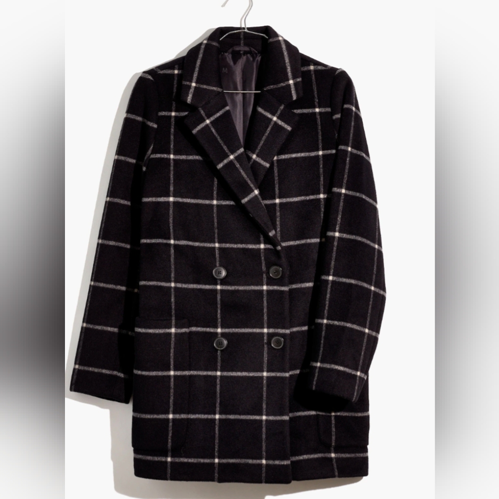 Madewell Hollis Double-Breasted Coat in Windowpane